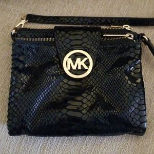 Michael Kors Jet Set Black Python Embossed Clutch